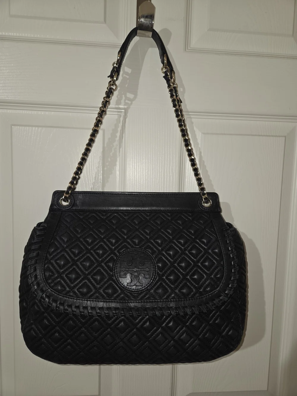 Tory Burch Black Quilted Chain-Shoulder Satchel